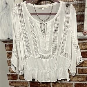 Daniel Rainn Ivory Crochet Accent Blouse